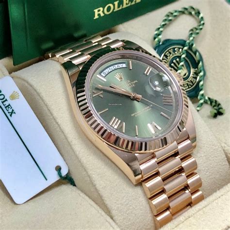 green rose gold rolex|rolex rose gold 40mm president.